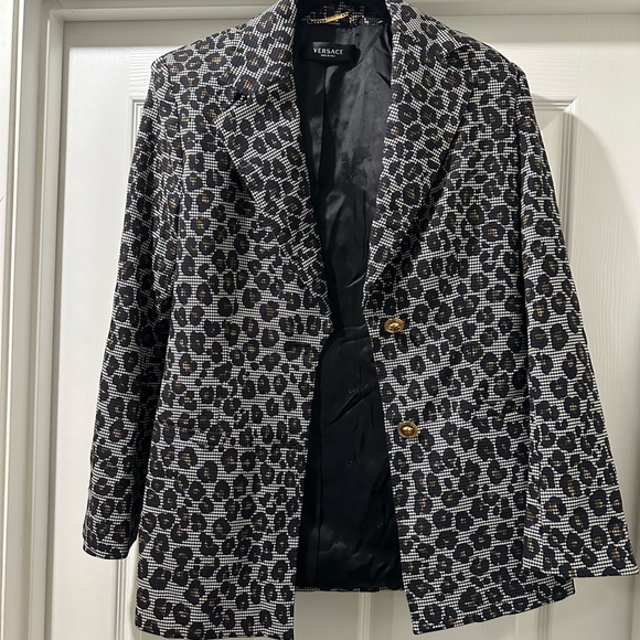 Versace Tweed Wool Leapord 2 Button Women Blazer Jacket 40 IT Reg. $2750.00 - Picture 6 of 8